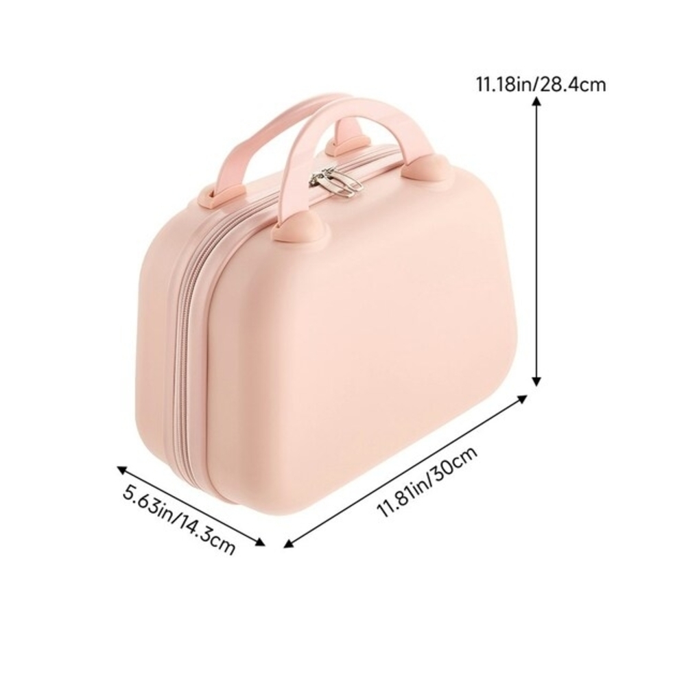 NWOT Living & Home Pink Portable HardShell Handheld Cosmetic Travel Trolley Case - Picture 6 of 15
